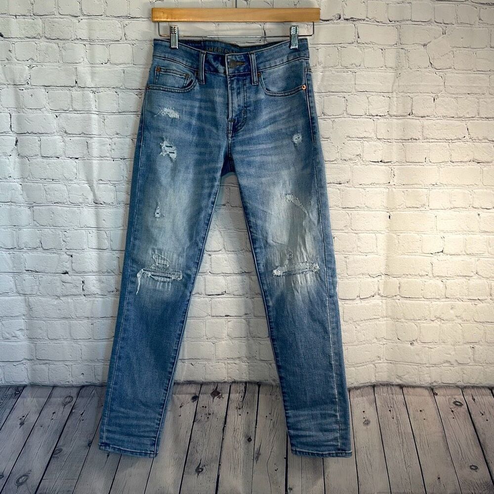 American‎ Eagle Mens Destroyed Distressed Skinny Jeans size 28x30